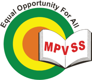 Logo for MPVSS, showing an open book over a yellow and orange circular target, with the text "Equal Opportunity For All."
