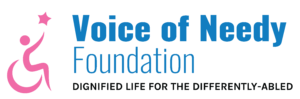Logo for Voice of Needy Foundation with a disabled person reaching for a star.